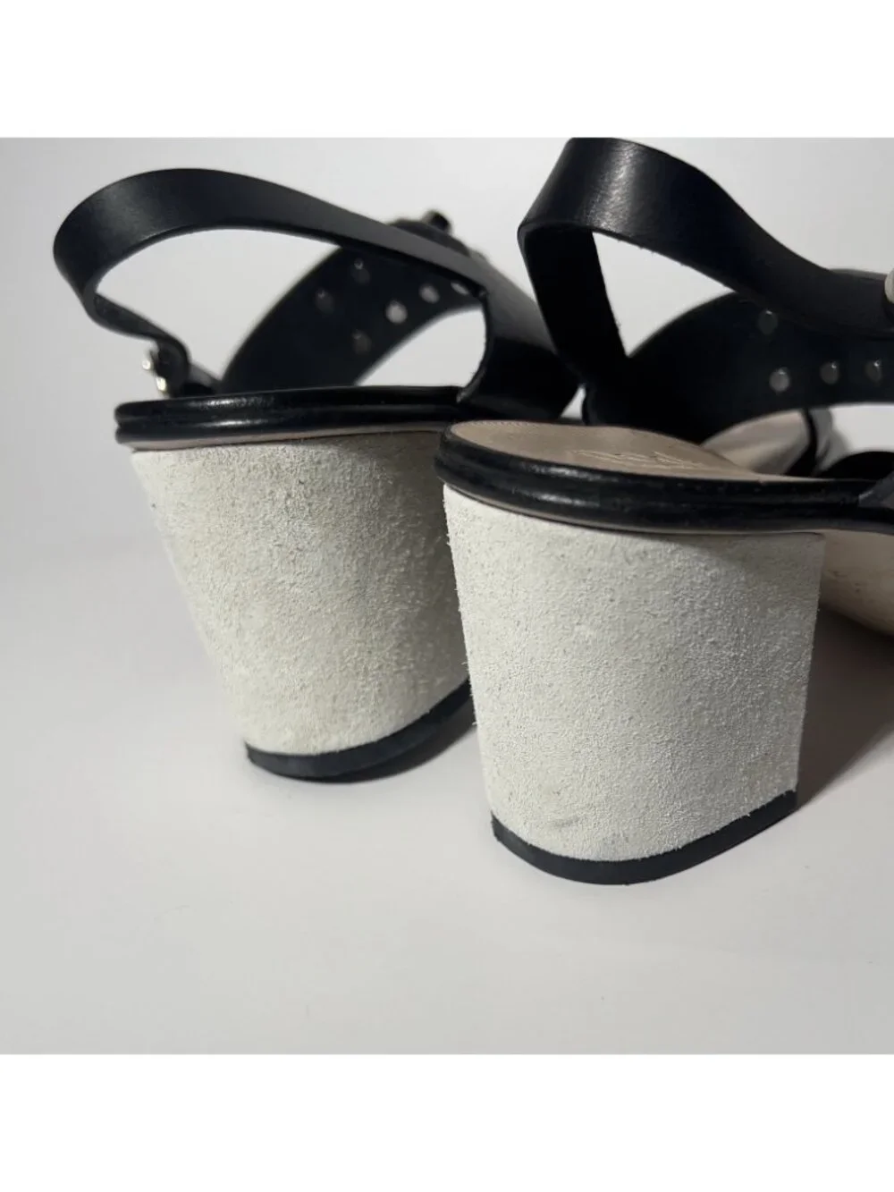 Pedro Garcia Studded Leather Suede Block Heel Sandals EU 37.5 US 7.5